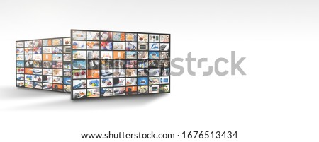 Television streaming, TV multimedia panel. Web banner image with copy space