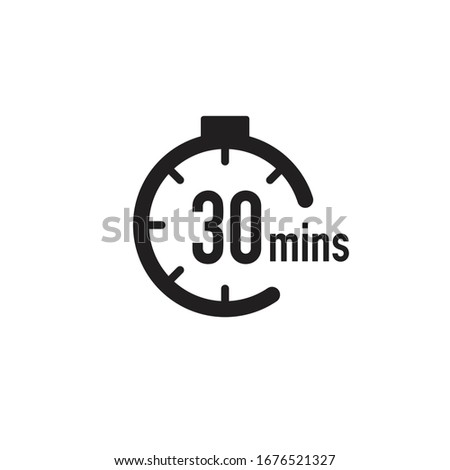 30 minutes timer, stopwatch or countdown icon. Time measure. Chronometr icon. Stock Vector illustration isolated on white background. Royalty-Free Stock Photo #1676521327