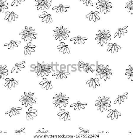 Cute doodle hand drawn  seamless pattern. Little flowers background. Doodle art for simple design print on fabric, paper, wallpaper.