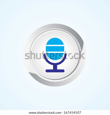 Icon of Microphone on Button. Eps-10.