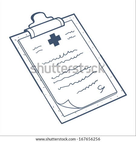 Prescription, case history card isolated on white. Sketch vector element for medical or health care design