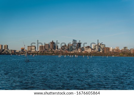 Boston river view and skyline