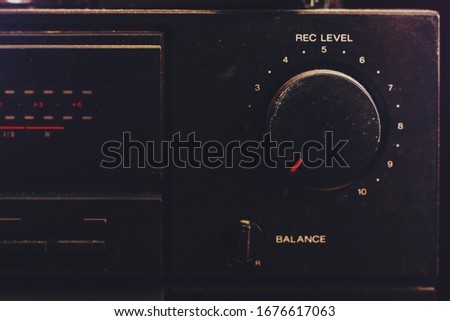 Old music amplifier twists, nostalgia background, toned