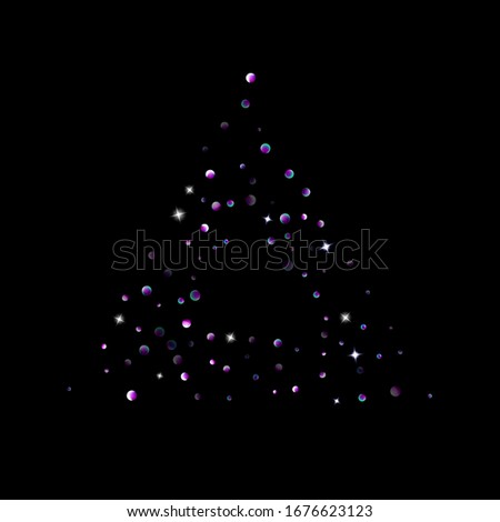 Purple glitter elements, stars shiny confetti. Scattered little, sparkling, flashing ultra violet, Random tiny stellar falling on black background. New Year, Christmas background. Vector illustration.