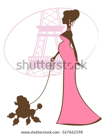 Illustration of beautiful Mom to be in Paris