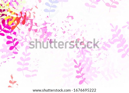 Light Pink, Green vector abstract background with leaves. An elegant bright illustration with leaves in Natural style. Pattern for heads of websites, designs.