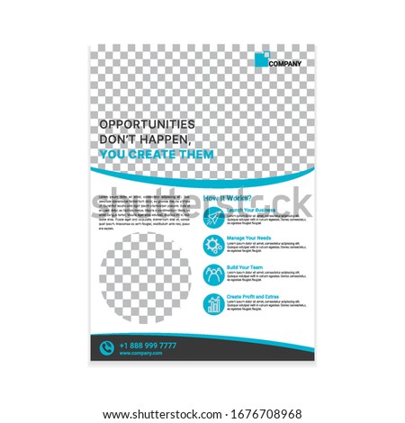 Business promo flyer minimal design template with space for text and extras. Clean and professional look.