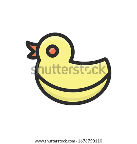 Ducky vector filled color outline icon. 