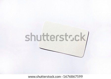 blank white card mockup with rounded corners on white background. Plain call-card mock up template . Plastic credit namecard display front. Check offset card design. Business branding. 