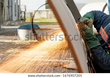 Manual thermal oxy acetylene cutting. Acetylene produces the highest flame temperature of all the fuel gases. The maximum flame temperature for acetylene (in oxygen) is approximately 3,160°C compared. Royalty-Free Stock Photo #1676907205