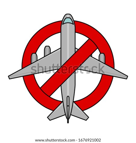 The concept of suspension, stop flight, flights; coronavirus, covid-19. Vector airplane in red prohibition sign; isolated on white background