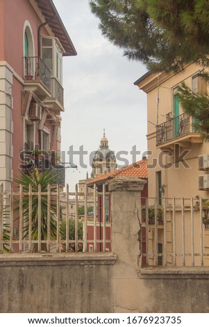 The view of the Cathedral of CRISTO RE in Messina. Sicily. Italy.
