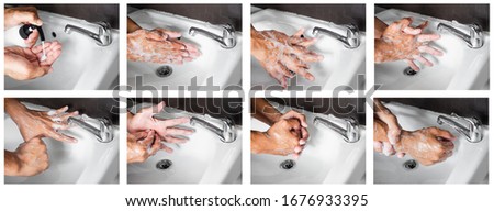 Hand washing correctly There are a total of 8 pictures arranged in one image.