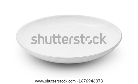white ceramic plate isolated on white background Royalty-Free Stock Photo #1676946373