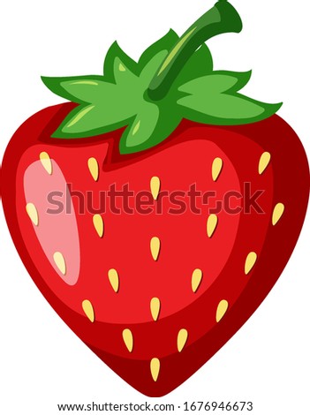 One red strawberry on white background illustration