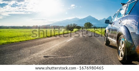 car for traveling with a mountain road