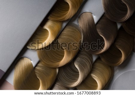 hair samples of different colors. soft focus 