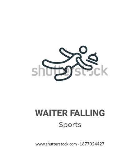Waiter falling outline vector icon. Thin line black waiter falling icon, flat vector simple element illustration from editable sports concept isolated stroke on white background