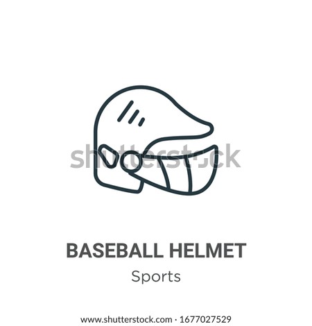 Baseball helmet outline vector icon. Thin line black baseball helmet icon, flat vector simple element illustration from editable sports concept isolated stroke on white background