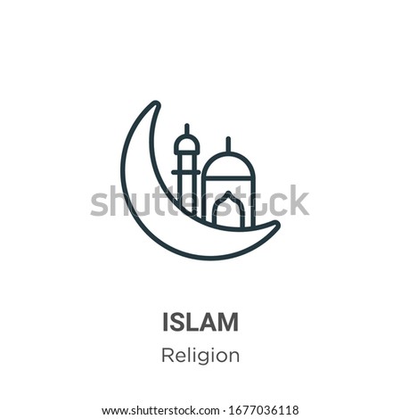 Islam outline vector icon. Thin line black islam icon, flat vector simple element illustration from editable religion concept isolated stroke on white background