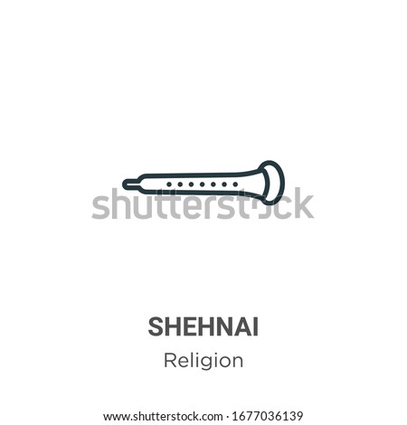 Shehnai outline vector icon. Thin line black shehnai icon, flat vector simple element illustration from editable religion concept isolated stroke on white background