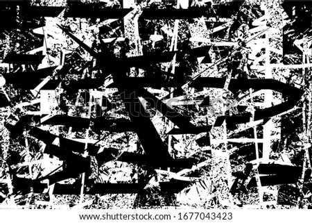 Distressed background in black and white texture with spots, scratches and lines. Abstract vector illustration