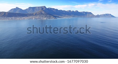 Aerial photo of Table Mountain and Western Seaboard from offshore