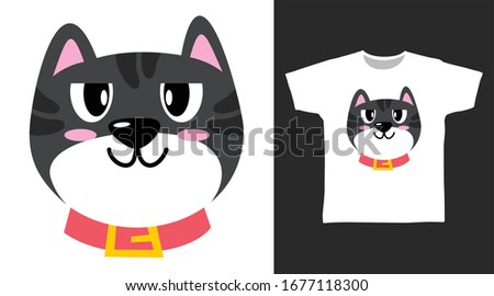 Cute cat, pretty black kitten design vector illustration, cartoon character drawing.