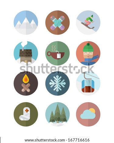 Ski flat icons