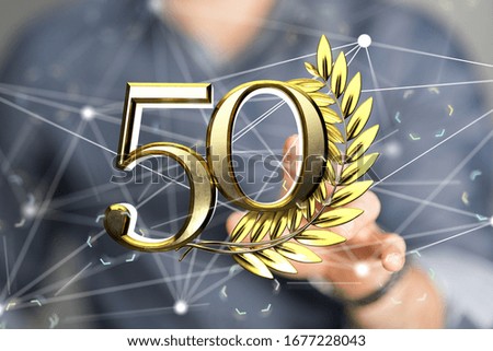 50 Anniversary 3d numbers. Poster template for Celebrating 50 anniversary event party
