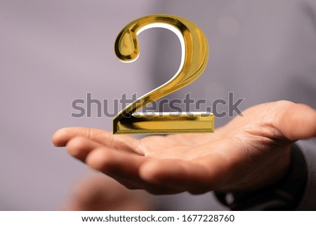 Second or two  Years award Digital number award Anniversary 3d
