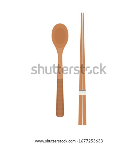 Chopsticks and spoon vector. chopsticks white background. wallpaper. free space for text. copy space.