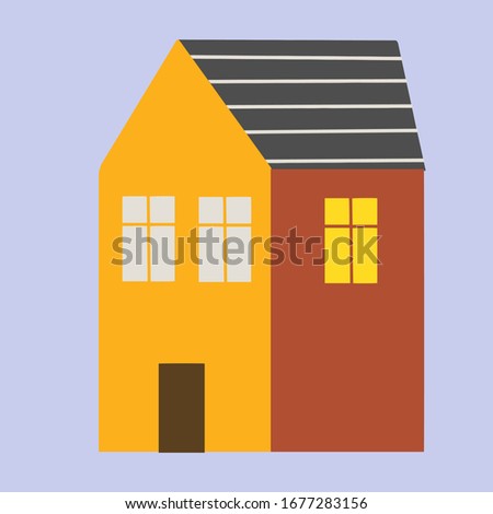  Tiny houses. Paper cut style. Flat design. Hand drawn trendy illustration.