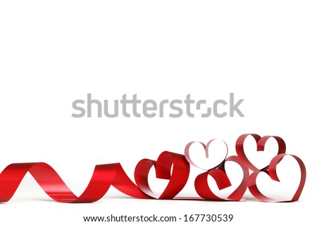 Ribbons shaped as hearts on white, valentines day concept Royalty-Free Stock Photo #167730539