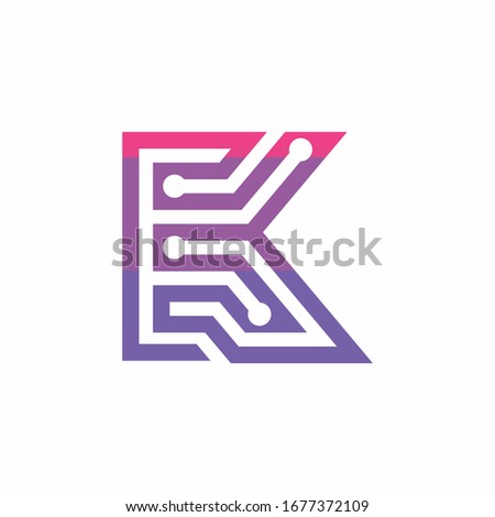 Logo for conferences. The symbol of fasting, neural communications and the letter "k". Isolate. Vector.