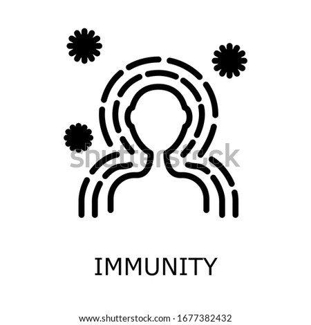 Antibacterial protection or immune system icon. Health bacteria virus protection. Healthy man reflect bacteria attack with shield. Boost Immunity with medicine concept illustration Royalty-Free Stock Photo #1677382432