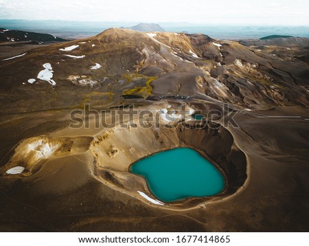 Aerial of Krafla Crater in Iceland