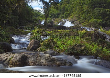 Waterfall in national deep forest