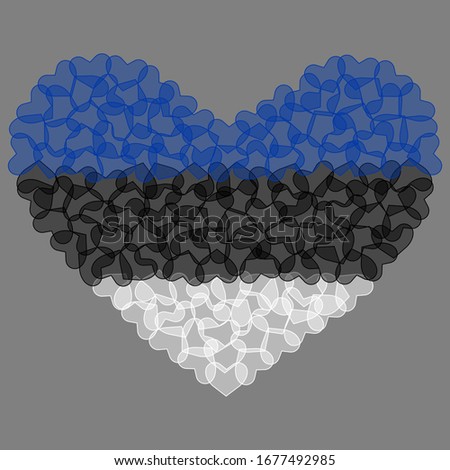 Estonia Flag in Heart Shape. Transparent hearts design. Isolated vector Illustration. Use for printing, posters, T-shirts, textile drawing, print pattern, etc. Follow other flags in my collection.