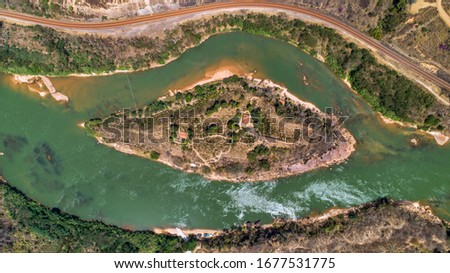 Aerial image of Doce River. Atlantic Forest Biome. Picture made in 2018.