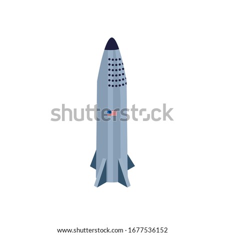 Rocket fill style icon of Space futuristic cosmos outside universe astronomy adventure and exploration theme Vector illustration