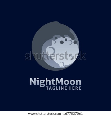 Full moon logo design with wave rounded