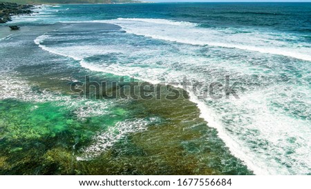 Aerial Drone Images Grace Town Emerald Green Ocean Waters off the coast of Western Australia 