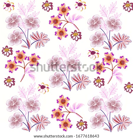  Abstract floral background. For printing on textiles, wrapping paper, postcards, notebooks and other purposes.                                                                                         