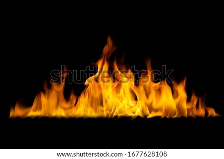 A burning flame On a black background Royalty-Free Stock Photo #1677628108
