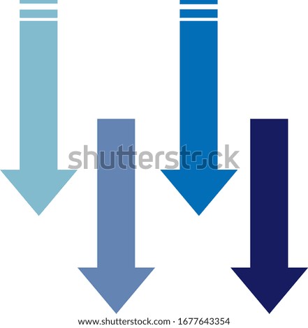 Down arrow vector illustration, stock market, crash