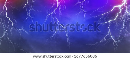 Lightning, thunder cloud dark cloudy sky Royalty-Free Stock Photo #1677656086