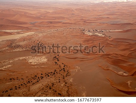 Aerial picture of the landscape of the Namib Desert in western Namibia during summer