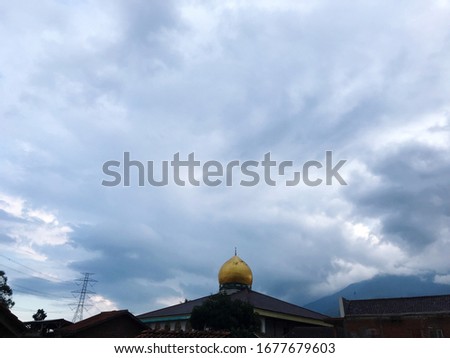 
mosque with a beautiful view also with clouds and sunset