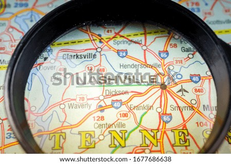 Nashville on usa map background
